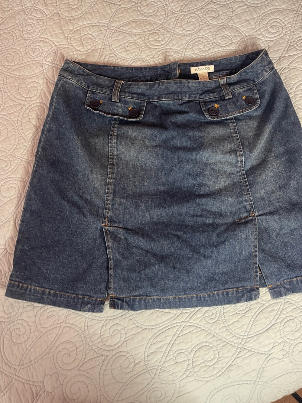 Harold's Dark Blue Denim Mini Skort with Button Tabs Size 12